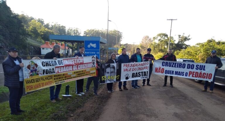 Manifestações nas praças de pedágio de Cruzeiro e Encantado são registradas neste sábado