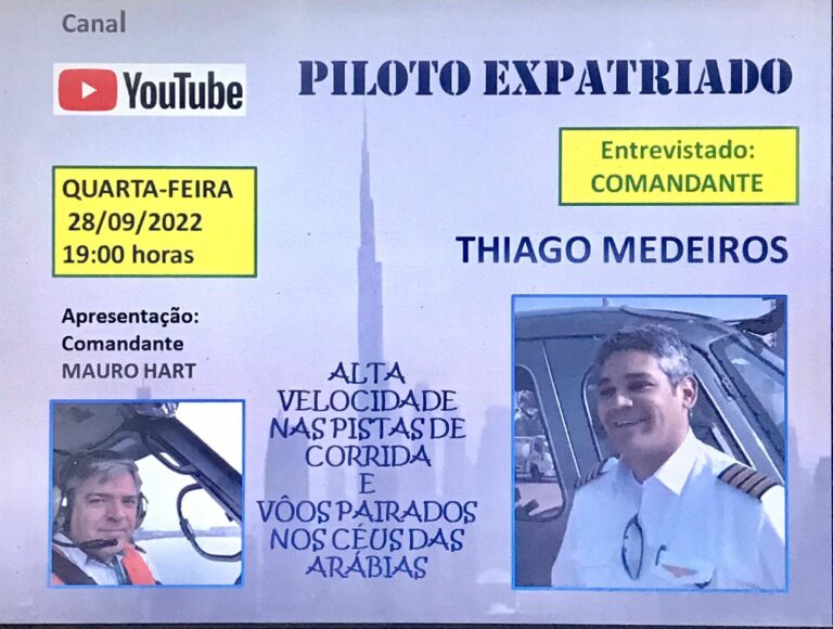 Piloto venâncio-airense entrevista nesta noite colega de profissão em seu canal no YouTube