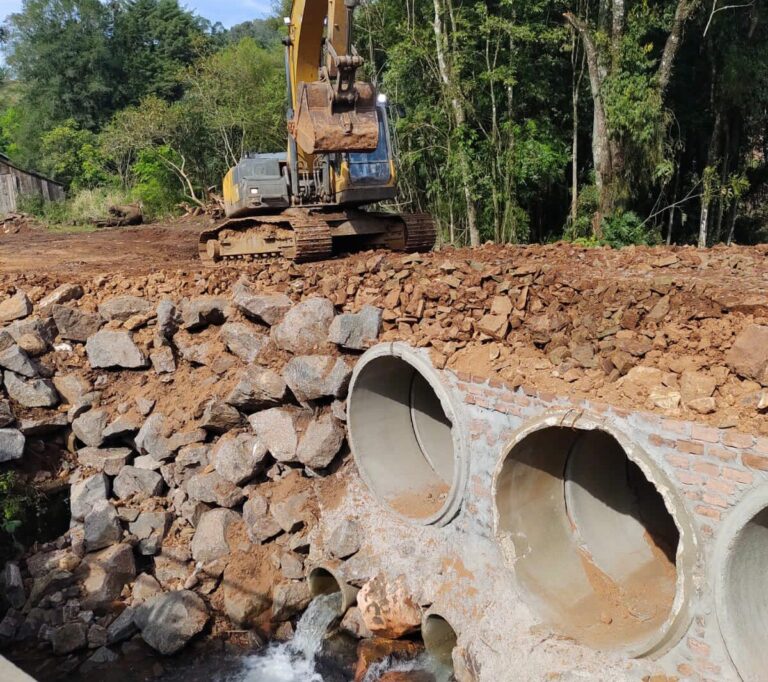 Ponte provisória da ERS-422 em Linha Brasil está em fase final