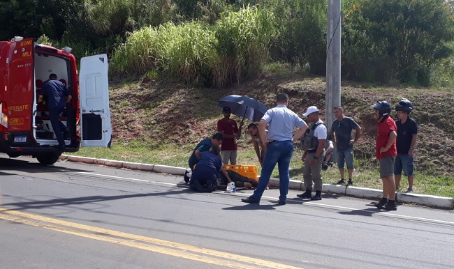 Colisão entre caminhão e moto é registrada no Acesso Leopoldina em Venâncio Aires