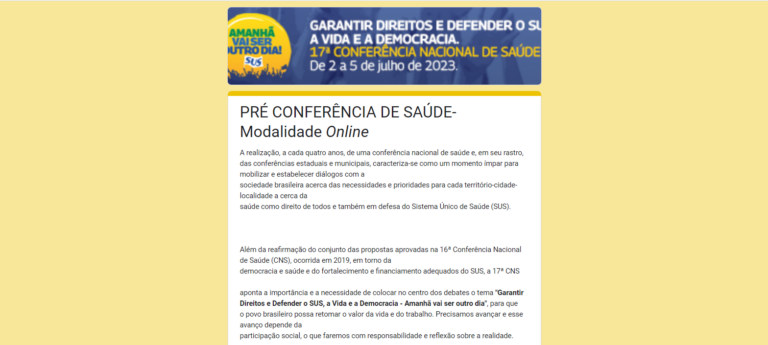 Conselho Municipal de Saúde de Venâncio abre pré-conferência on-line